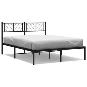 vidaXL Bedframe met hoofdbord metaal zwart 160x200 cm