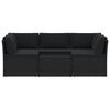 vidaXL 4-delige Loungeset met kussens poly rattan zwart