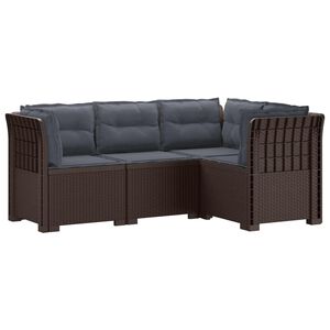 vidaXL 4-Zits Tuin Sofa met Kussens Rattan Look PP Bruin