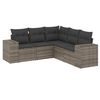 vidaXL 5-delige Loungeset met kussens poly rattan grijs