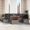 vidaXL Tuin Sofa Set met kussen met opslag 8 pcs Grijs Poly riet