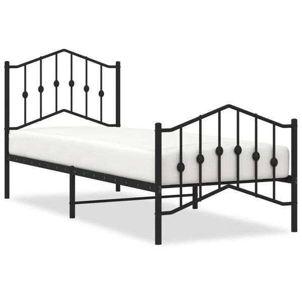 vidaXL Bedframe met hoofd- en voeteneinde&nbsp;metaal zwart 80x200 cm