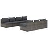 vidaXL 8-delige Loungeset met kussens poly rattan grijs