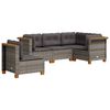 vidaXL 5-delige Loungeset met kussens poly rattan grijs