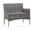 vidaXL 4-delige Loungeset met kussens poly rattan grijs