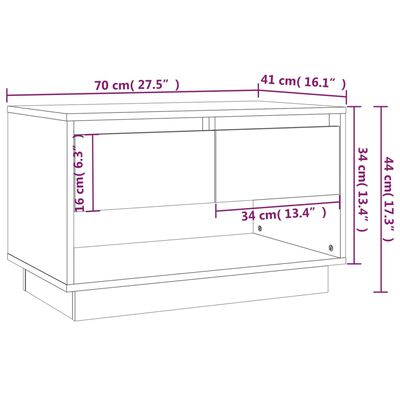 vidaXL Tv-meubel 70x41x44 cm bewerkt hout hoogglans wit