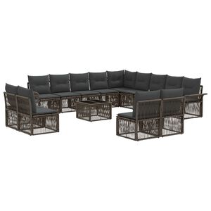 vidaXL Tuinbankenset 14 pcs Grijs poly rattan