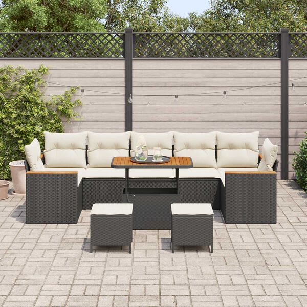 vidaXL Tuin Sofa Set met kussen met opslag 10 pcs Zwart Poly riet