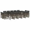 vidaXL 15-delige Tuinset met kussens poly rattan grijs