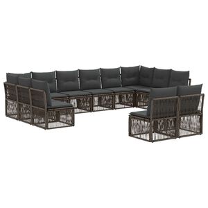 vidaXL Tuinbankenset 12 pcs Grijs poly rattan