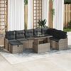 vidaXL Tuin Sofa Set met kussen met opslag 9 pcs Grijs Poly riet