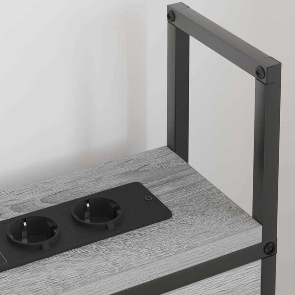 vidaXL Opberghoofdbord met Oplaadstation Grijs sonoma 78 x 15 x 98 cm