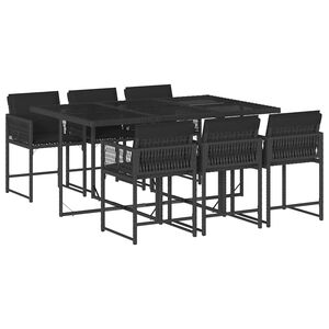 vidaXL 7-delige Tuinset met kussens poly rattan zwart
