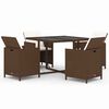 vidaXL 5-delige Tuinset met kussens poly rattan bruin