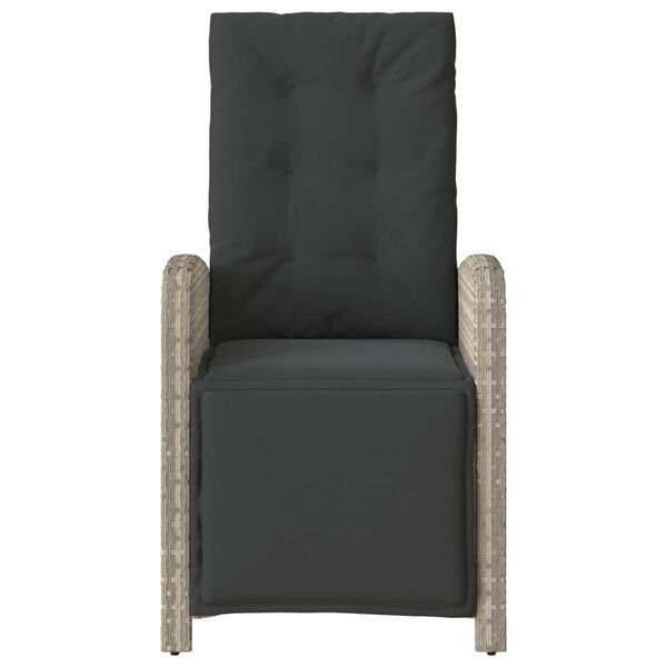 vidaXL Tuinstoel verstelbaar met voetensteun poly rattan lichtgrijs