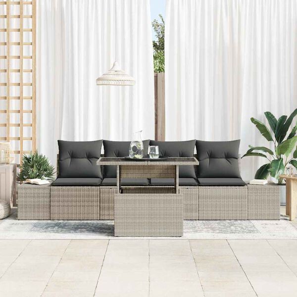 vidaXL Tuin Sofa Set met kussen 5 pcs Licht Grijs en Donker Grijs