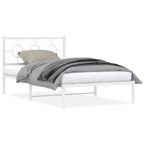 vidaXL Bedframe met hoofdbord metaal wit 107x203 cm