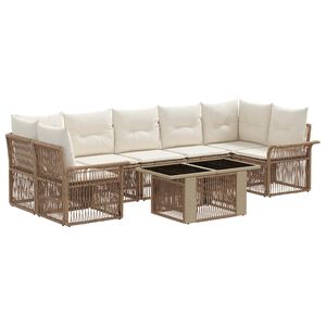 vidaXL Tuinbankenset 8 st Beige en Cr&egrave;me Wit poly rattan