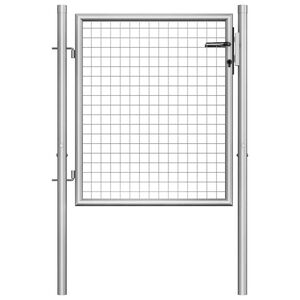 vidaXL Tuinpoort gegalvaniseerd staal 105x75 cm zilver