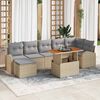vidaXL Tuin Sofa Set met opslag 8 pcs Beige Poly riet