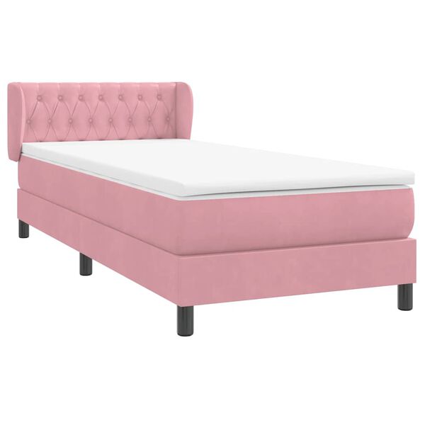 vidaXL Boxspring met matras fluweel roze 90x220 cm
