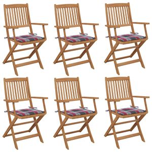 vidaXL Tuinstoelen 6 st inklapbaar met kussens massief acaciahout