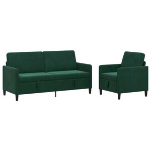vidaXL Bankenset met opbergruimte 2 st Donkergroen Polyester