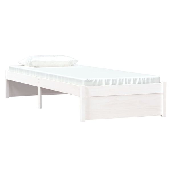 vidaXL Bedframe massief hout wit 75x190 cm