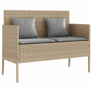 vidaXL Tuinbank met kussens poly rattan beige
