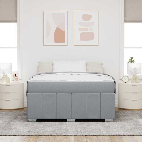 vidaXL Bedframe met matras Lichtgrijs 140 x 200 cm Stof