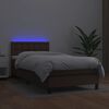 vidaXL Boxspring met matras en LED kunstleer bruin 100x200 cm