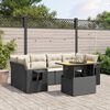 vidaXL 7-delige Loungeset met kussens poly rattan zwart