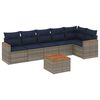 vidaXL 7-delige tuinbankset met kussens, grijs polyrotan