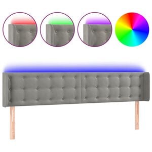 vidaXL Hoofdbord LED 163x16x78/88 cm fluweel lichtgrijs