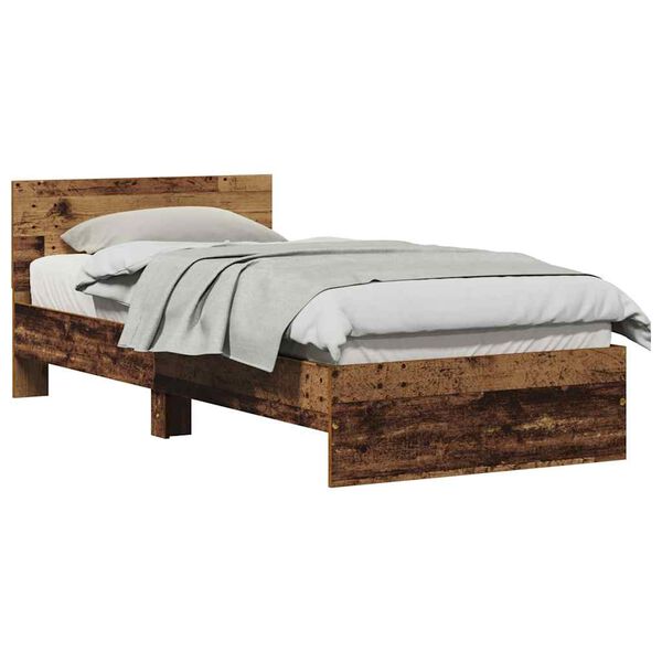 vidaXL Bedframe met hoofdeinde Oud Hout 90 x 190 cm Bewerkt hout