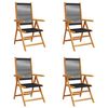 vidaXL Verstelbare klapstoelen, 4 stuks, zwart, massief acaciahout
