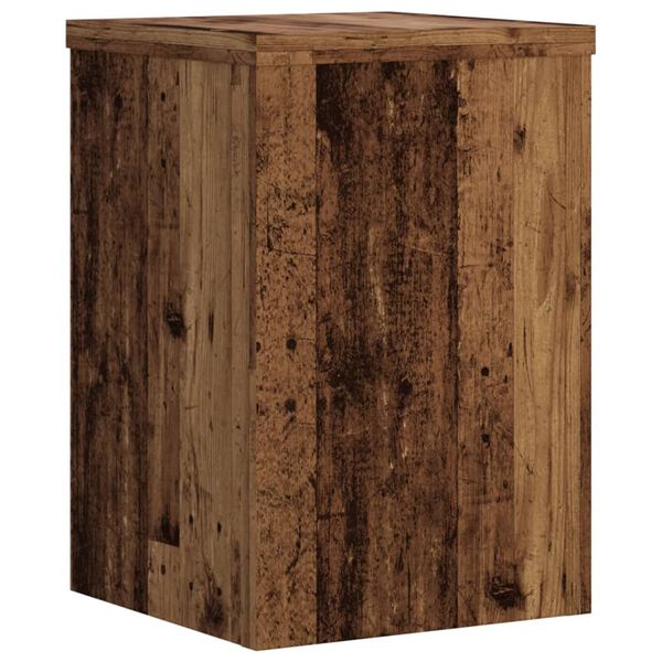 vidaXL Plantenstandaards 2 st 25x25x35 cm bewerkt hout oud houtkleurig