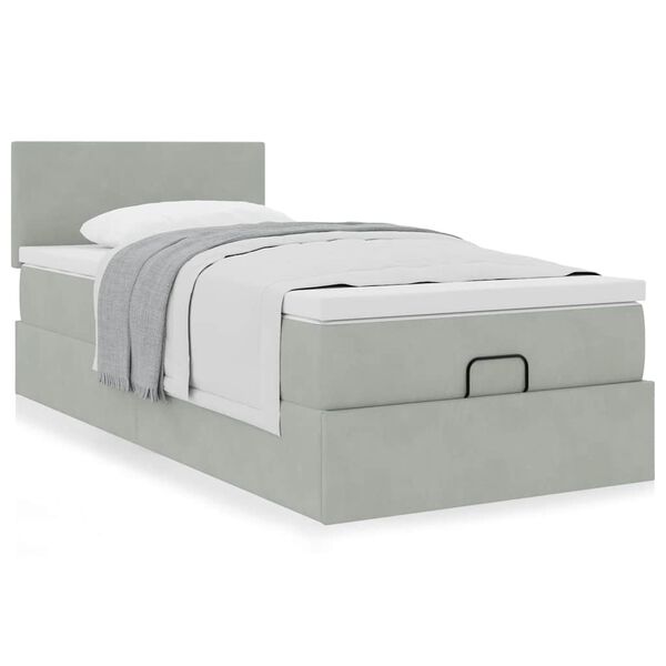 vidaXL Ottoman bed met matras 90x190cm fluweel lichtgrijs