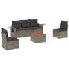 vidaXL 6-delige Loungeset met kussens poly rattan grijs