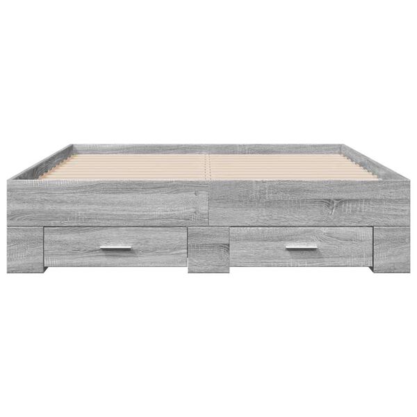 vidaXL Bedframe met lades bewerkt hout grijs sonoma eiken 135x190 cm