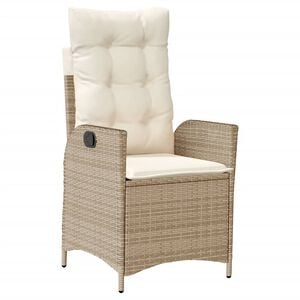 vidaXL Tuinstoel verstelbaar met kussens poly rattan beige