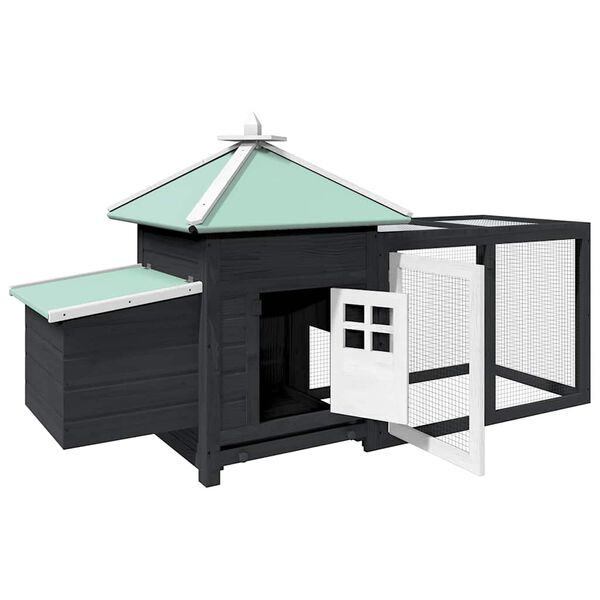 vidaXL Kippenhok met nestkast 190x72x102 massief vurenhout grijs