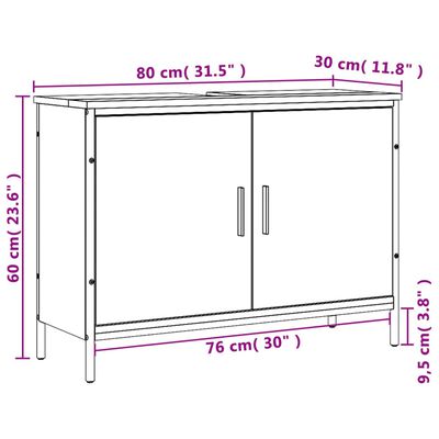 vidaXL Wastafelkast 80x30x60 cm bewerkt hout zwart