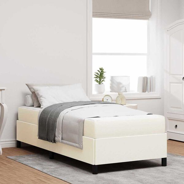 vidaXL Bedframe met matras Cr&egrave;me 90 x 190 cm Stof
