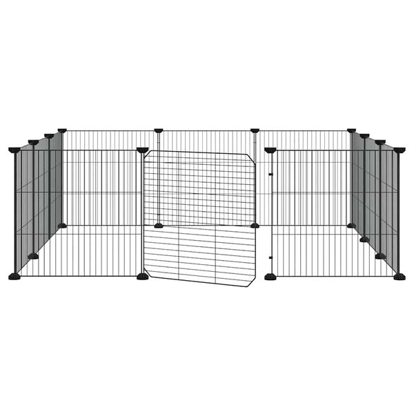 vidaXL Huisdierkooi met 12 panelen en deur, zwart 35x35 cm staal