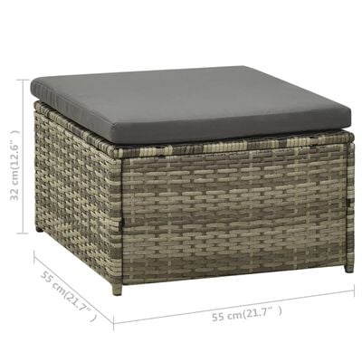 vidaXL 3-delige Loungeset met kussens poly rattan grijs