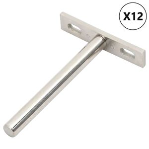 vidaXL Zwevende plankdragers 12st onzichtbaar &Oslash;10x100 mm koolstofstaal