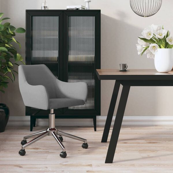 vidaXL Eetkamerstoel draaibaar stof lichtgrijs