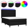 vidaXL Boxspring met matras en LED stof zwart 140x190 cm