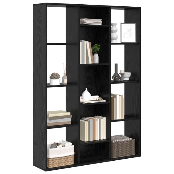 vidaXL Kamerverdeler Zwart Eiken 100 x 24 x 140 cm Bewerkt hout